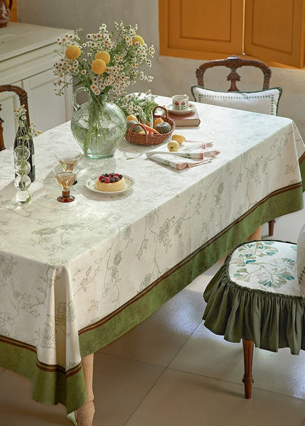 Spring Green Flower Table Covers, Large Modern Rectangle Tablecloth for Dining Table for Round Table, Farmhouse Table Cloth for Oval Table, Square Tablecloth for Kitchen-Silvia Home Craft