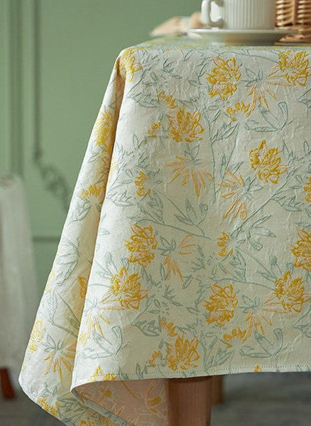 Natural Spring Farmhouse Table Cloth, Large Modern Rectangle Tablecloth for Dining Room Table, Square Tablecloth for Round Table, Flower Pattern Tablecloth-Silvia Home Craft