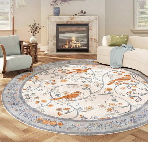 Dining Room Contemporary Round Rugs, Bedroom Modern Round Rugs, Modern Rug Ideas for Living Room, Circular Modern Rugs under Chairs-Silvia Home Craft