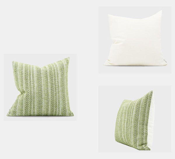 Morocco Green White Modern Sofa Pillows, Large Square Modern Throw Pillows for Couch, Large Decorative Throw Pillows, Simple Throw Pillow for Interior Design-Silvia Home Craft