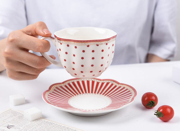 Creative Bone China Porcelain Tea Cup Set, Elegant Modern Ceramic Coffee Cups, Unique Porcelain Cup and Saucer, Afternoon British Tea Cups-Silvia Home Craft
