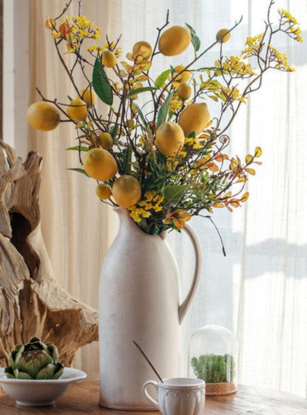 Lemon Branch, Fragrans stems, Fern leaf, Creative Flower Arrangement Ideas for Home Decoration, Unique Artificial Flowers, Simple Artificial Floral for Dining Room Table-Silvia Home Craft