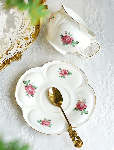 British Royal Ceramic Cups for Afternoon Tea, Elegant Ceramic Coffee Cups, Rose Bone China Porcelain Tea Cup Set, Unique Tea Cup and Saucer in Gift Box-Silvia Home Craft