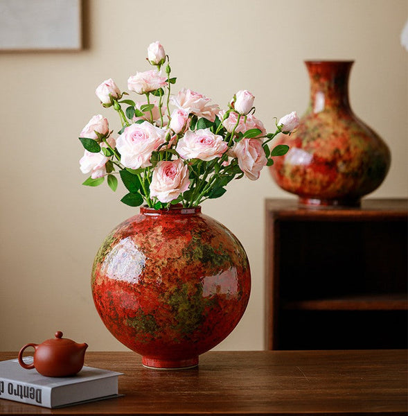 Large Pottery Flower Vases, Handmade Water Holding Flower Vases, Modern Bouquet Flower Vases, Centerpiece on Dining Table, Flower Vase on Table-Silvia Home Craft