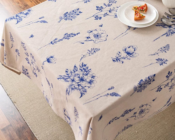Dining Room Flower Table Cloths, Large Rectangular Table Covers for Kitchen, Farmhouse Table Cloth, Wedding Tablecloth, Square Tablecloth for Oval Table-Silvia Home Craft