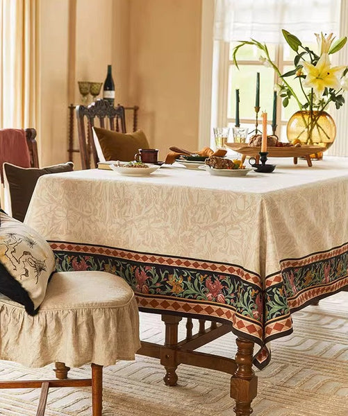 Flower Farmhouse Table Covers, Square Tablecloth for Kitchen, Extra Large Modern Rectangular Tablecloth for Dining Room Table, Mid Century Tablecloth for Round Table-Silvia Home Craft