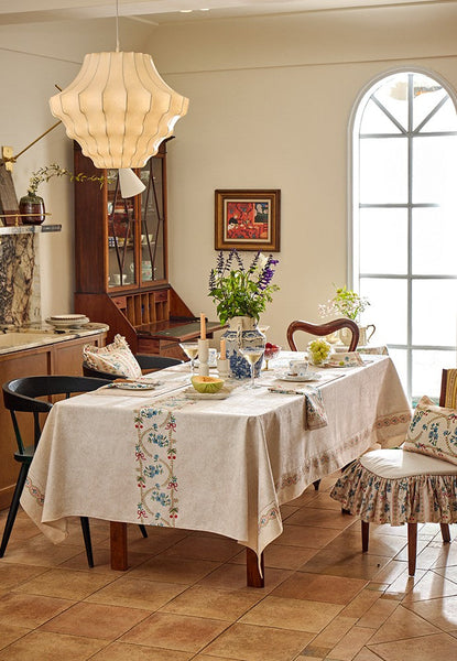 Spring Flower Table Covers for Round Table, Large Modern Rectangle Tablecloth for Dining Table, Farmhouse Table Cloth for Oval Table, Square Tablecloth for Kitchen-Silvia Home Craft