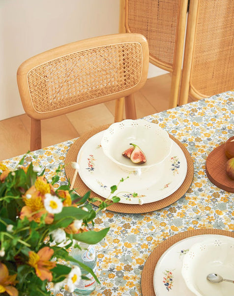 Dining Room Flower Table Cloths, Cotton Rectangular Table Covers for Kitchen, Farmhouse Table Cloth, Wedding Tablecloth, Square Tablecloth for Round Table-Silvia Home Craft