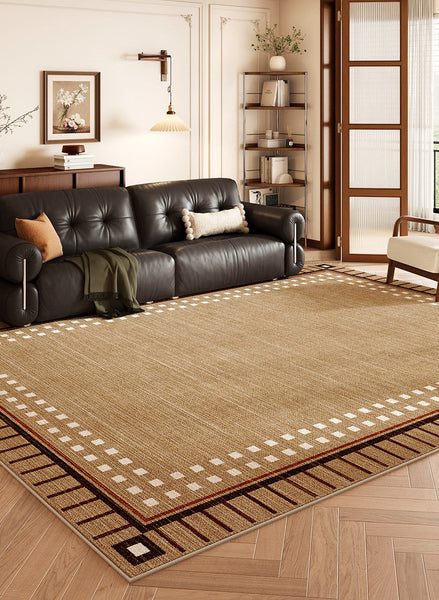Mid Century Modern Rug for Living Room, Brown Modern Carpets for Office, Geometric Contemporary Rugs for Dining Room-Silvia Home Craft