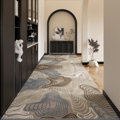 Long Narrow Runner Rugs, Abstract Entryway Runner Rugs, Entrance Hallway Runner Carpet, Long Narrow Hallway Runners, Modern Long Hallway Runners-Silvia Home Craft