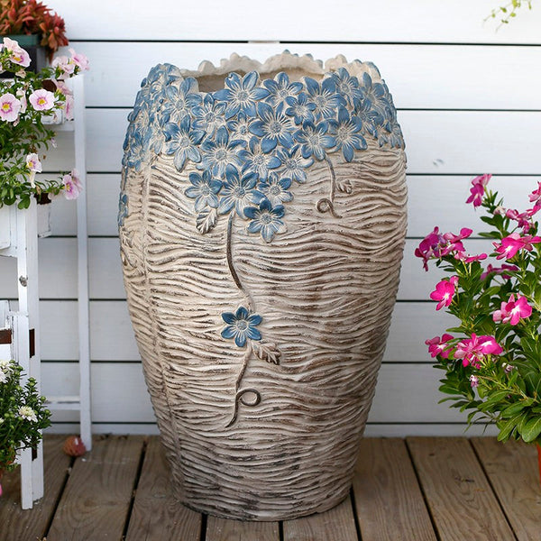 Modern Outdoor Garden Flower Pots, Extra Large Garden Flower Planters, Oversized Garden Flower Pot, Garden Ornaments, Large Resin Gardern Flower Planter-Silvia Home Craft