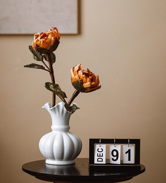 Handmade Water Holding Flower Vase, Ceramic Bud Vases, Small Flower Vases on Table, Rustic Porcelain Flower Vases-Silvia Home Craft