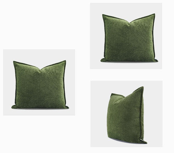 Large Throw Pillow for Interior Design, Simple Decorative Throw Pillows, Large Green Square Modern Throw Pillows for Couch, Contemporary Modern Sofa Pillows-Silvia Home Craft