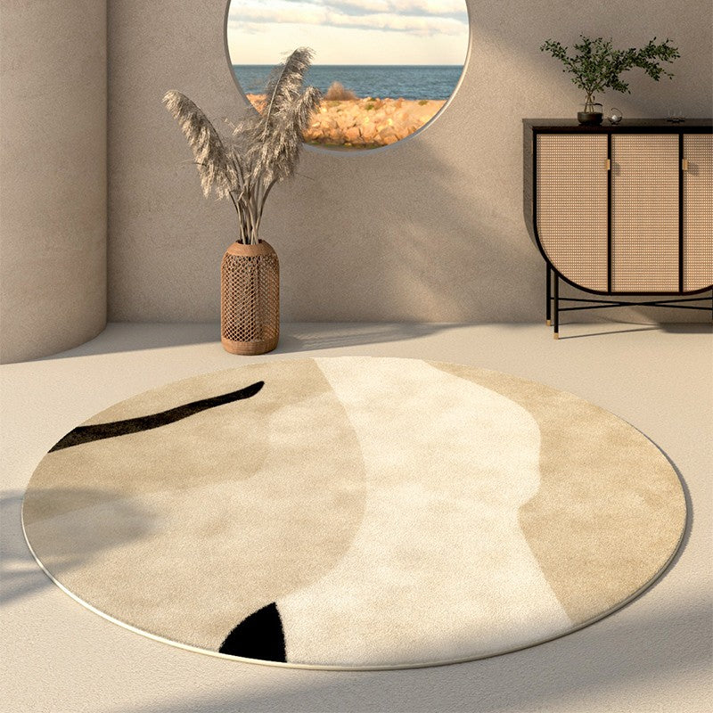 Simple Modern Floor Rugs Next to Bed, Bedroom Geometric Round Rugs, Circular Modern Rugs for Dining Room, Contemporary Floor Carpets for Entryway-Silvia Home Craft