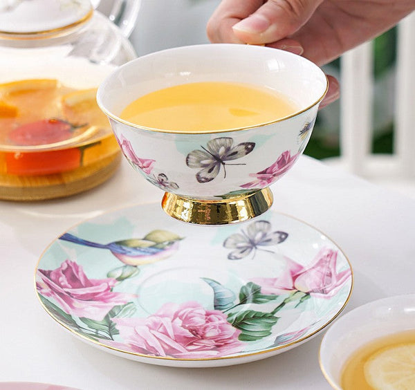 Unique Traditional Afternoon Tea Cup and Saucer in Gift Box, Royal Porcelain Tea Cup Saucer Set, Elegant Flower Pattern Ceramic Coffee Cups, Beautiful British Tea Cups-Silvia Home Craft