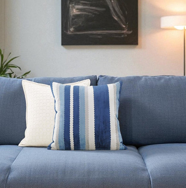 Contemporary Square Modern Throw Pillows for Couch, Large Abstract Blue Decorative Throw Pillows, Simple Throw Pillow for Interior Design, Modern Sofa Pillows-Silvia Home Craft