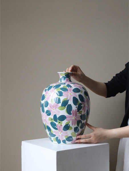 Unique Handmade Modern Flower Vase, Large Porcelain Vases for Modern Home Decor, Centerpiece Ceramic Bouquet Vases, Contemporary Vases on Dining Table-Silvia Home Craft
