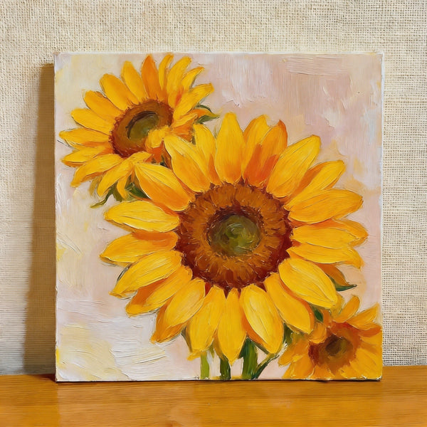 Sunflowers in Full Bloom, Still Life Painting, Hand Painted Canvas Art, Original Flower Paintings, Buy Small Paintings Online, Small Canvas Artwork-Silvia Home Craft
