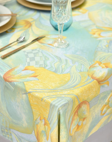 Country Farmhouse Tablecloth, Extra Large Rectangle Tablecloth for Dining Room Table, Tulip Flowers Rustic Table Covers for Kitchen, Square Tablecloth for Round Table-Silvia Home Craft