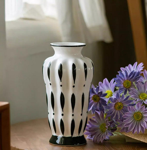 Modern Flower Vases on Table, Porcelain Flower Vases, Water Holding Flower Vases, Handmade Bouquet Ceramic Vases-Silvia Home Craft