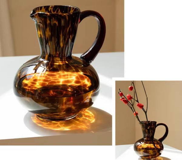Handmade Modern Vases for Bedroom, Decorative Glass Vase, Mid Century Glass Vases, Centerpiece Contemporary Vases on Table, Modern Glass Vase for Flowers-Silvia Home Craft