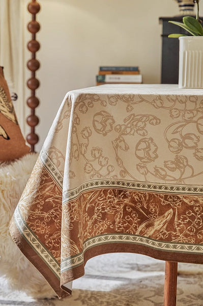 Flower Farmhouse Table Covers, Square Tablecloth for Round Table, Extra Large Modern Rectangular Tablecloth for Dining Room Table, Mid Century Tablecloth for Living Room-Silvia Home Craft