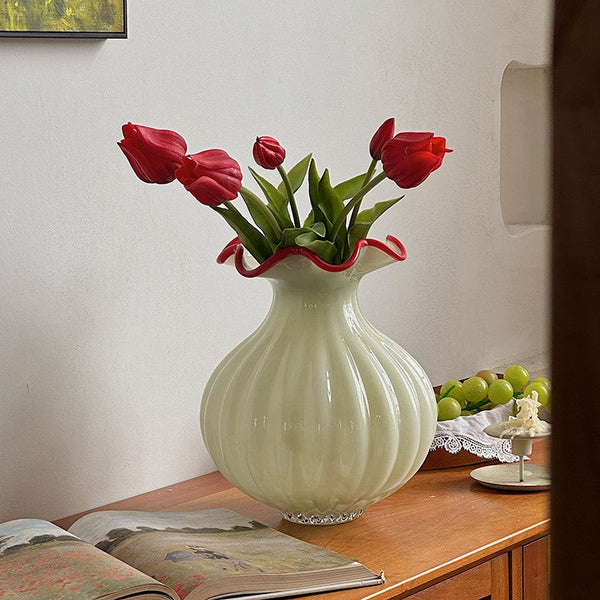 French Vintage Glass Flower Vases, Glass Bud Vases, Flower Vases on Table, Handmade Water Holding Flower Vases-Silvia Home Craft