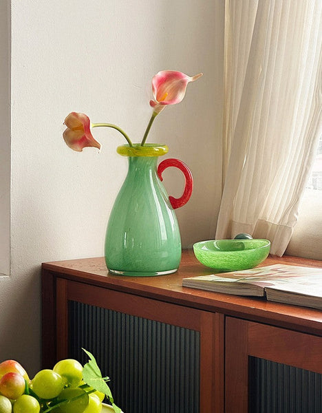 Small Flower Vase, Modern Glass Flower Vases, Handmade Glass Bud Vases, Water Holding Flower Vases, Flower Vases on Table-Silvia Home Craft