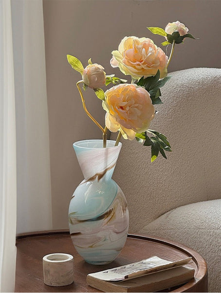 Cute Handmade Glass Vases, Vintage Small Glass Flower Vases, Flower Vases on Table, Modern Glass Vases for Flowers-Silvia Home Craft