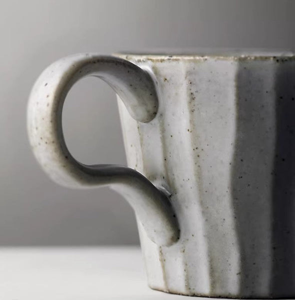 Handmade Pottery Coffee Cup, Creative Ceramic Coffee Cup with Saucer, Unique Tea Cup and Saucer, Modern Tea Cup Set for Traditional Afternoon Tea-Silvia Home Craft