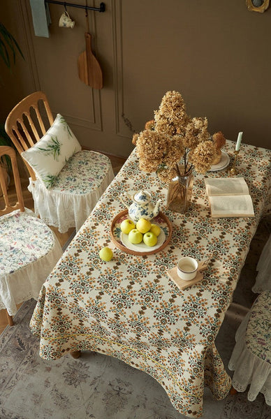 Spring Flower Pattern Tablecloth for Home Decoration, Extra Large Rectangle Tablecloth for Dining Room Table, Large Square Tablecloth for Round Table-Silvia Home Craft