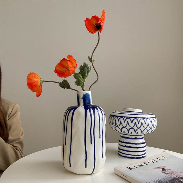 Handmade Water Holding Flower Vases, Modern Ceramic Flower Vases, Porcelain Bud Vases, Small Flower Vases on Table-Silvia Home Craft