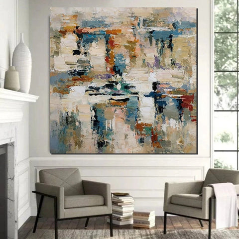 Hand Painted Abstract Painting, Extra Large Abstract Paintings on Canvas, Bedroom Wall Art Ideas, Simple Painting Ideas for Bedroom-Silvia Home Craft