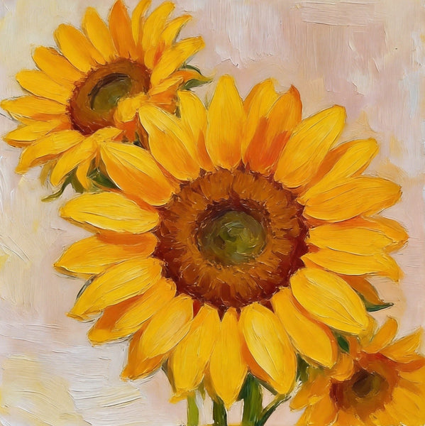 Sunflowers in Full Bloom, Still Life Painting, Hand Painted Canvas Art, Original Flower Paintings, Buy Small Paintings Online, Small Canvas Artwork-Silvia Home Craft
