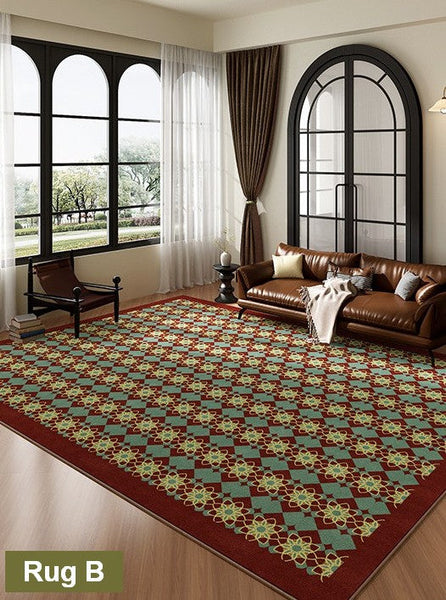 Unique Modern Rugs for Bedroom, Mid Century Modern Rugs, Colorful Geometric Rugs for Dining Room, Colorful Absract Rugs for Living Room-Silvia Home Craft
