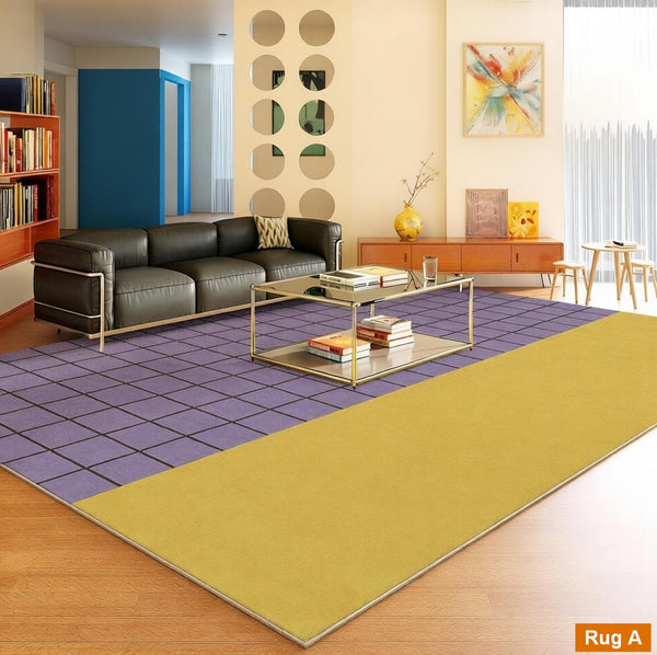 Colorful Modern Rugs for Bedroom, Contemporary Modern Rugs for Living Room, Geometric Modern Rugs, Modern Carpets under Coffee Table-Silvia Home Craft