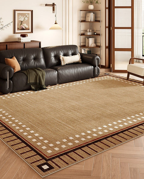 Mid Century Modern Rug for Living Room, Brown Modern Carpets for Office, Geometric Contemporary Rugs for Dining Room-Silvia Home Craft