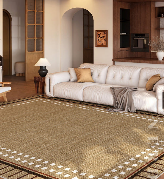 Mid Century Modern Rug for Living Room, Brown Modern Carpets for Office, Geometric Contemporary Rugs for Dining Room-Silvia Home Craft