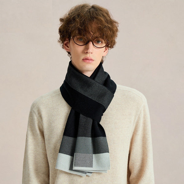 Long Wool Man Scarf, Business Casual Scarf for Men, Formal Men Scarf Styles, Men's Winter Scarves, Men's Wool Scarf Winter, Unique Gifts for Men-Silvia Home Craft