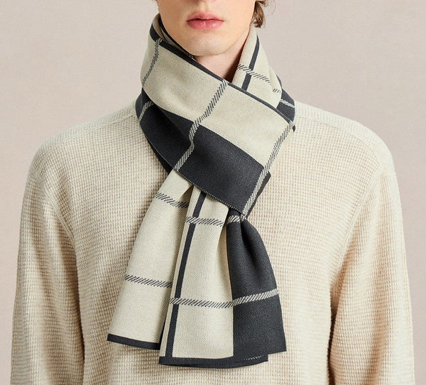 Formal Men Scarf Styles, Men's Winter Scarves, Men's Wool Scarf Winter, Long Wool Man Scarf, Business Casual Scarf for Men, Unique Gifts for Men-Silvia Home Craft
