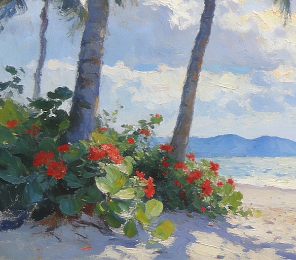 Small Wall Paintings, A Leisurely Florida Beach Holiday, Landscape Canvas Paintings, On Canvas Small Paintings, Hand Painted Canvas Art, Simple Painting Ideas-Silvia Home Craft
