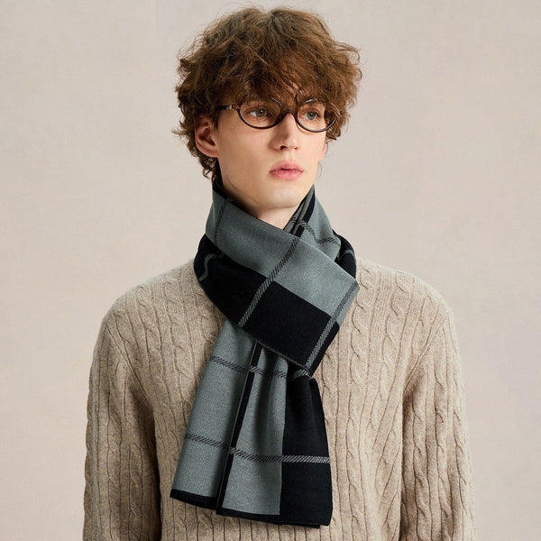 Men's Wool Scarf Winter, Long Wool Man Scarf, Business Casual Scarf for Men, Formal Men Scarf Styles, Men's Winter Scarves, Unique Gifts for Men-Silvia Home Craft
