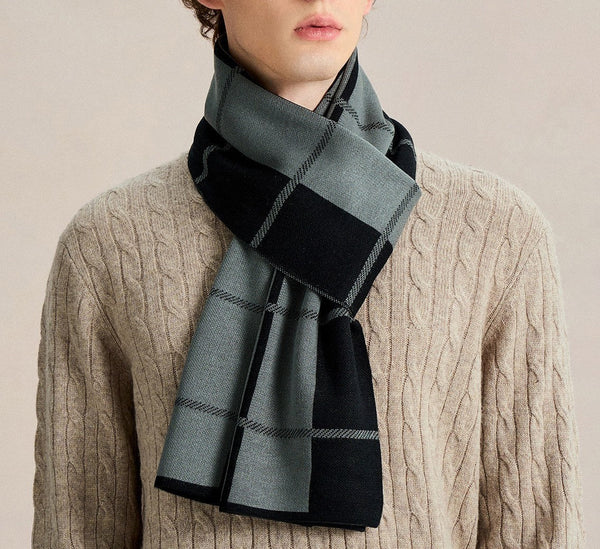 Men's Wool Scarf Winter, Long Wool Man Scarf, Business Casual Scarf for Men, Formal Men Scarf Styles, Men's Winter Scarves, Unique Gifts for Men-Silvia Home Craft