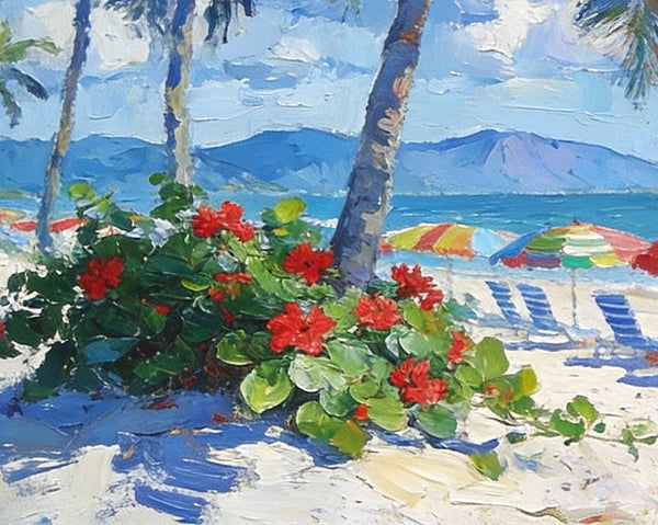 Florida Beach Vacation, Seashore Sail Boat Painting, Original Small Paintings on Canvas, Small Paintings on Canvas, Hand Painted Canvas Art, Small Landscape Paintings-Silvia Home Craft
