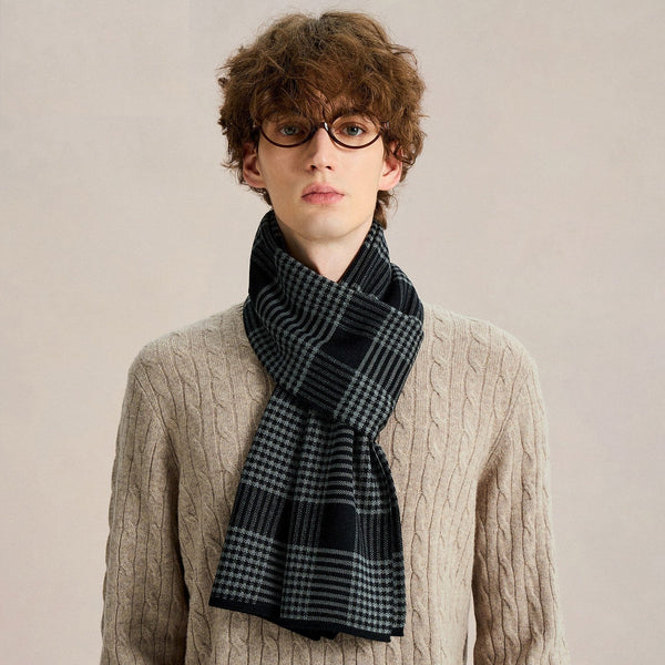Long Wool Man Scarf, Business Casual Scarf for Men, Formal Men Scarf Styles, Men's Wool Scarf Winter, Men's Winter Scarves, Unique Gifts for Men-Silvia Home Craft