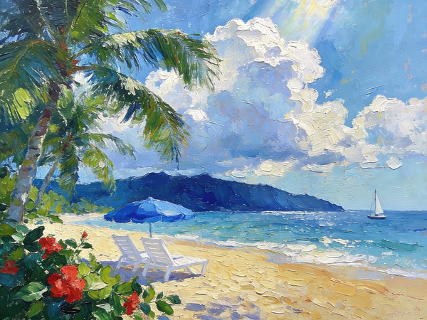 Small Oil Paintings on Canvas, Florida Beach Vacation, Landscape Canvas Paintings, Palette Knife Artwork, Hand Painted Canvas Art, Original Oil Paintings-Silvia Home Craft