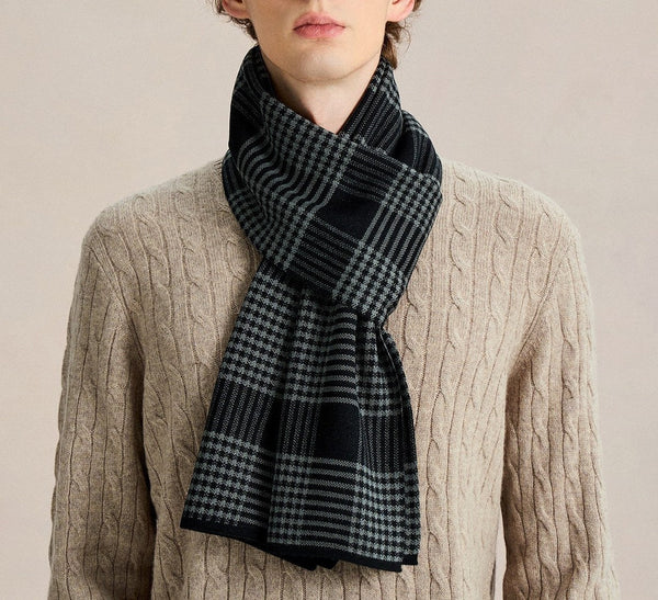 Long Wool Man Scarf, Business Casual Scarf for Men, Formal Men Scarf Styles, Men's Wool Scarf Winter, Men's Winter Scarves, Unique Gifts for Men-Silvia Home Craft