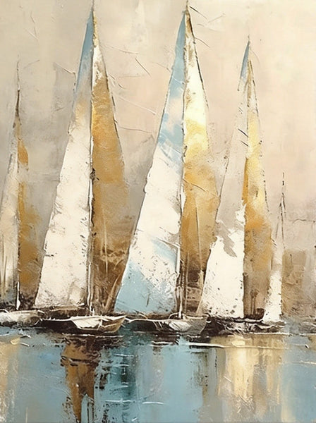 Original Abstract Paintings, Hand Painted Canvas Art, Abstract Sail Boats Painting, Original Small Paintings, Buy Small Art Online-Silvia Home Craft
