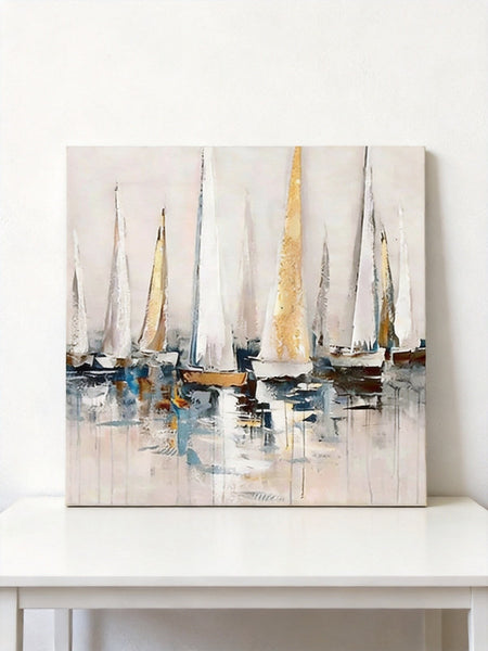 Original Abstract Paintings, Abstract Sail Boats Painting, Small Acrylic Painting on Canvas, Small Canvas Artwork, Hand Painted Canvas Art, Buy Small Paintings Online-Silvia Home Craft
