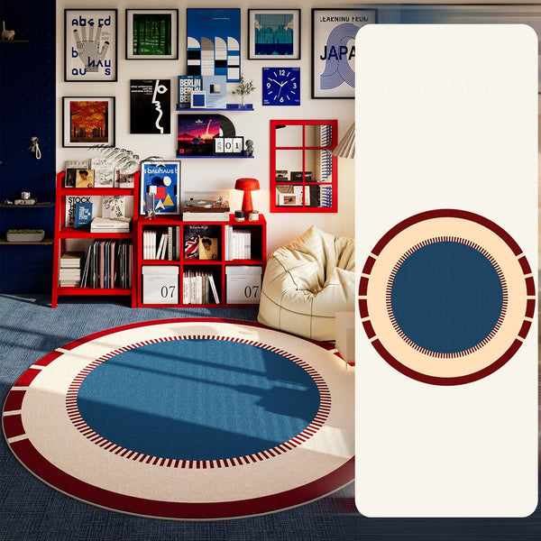 Modern Rugs for Dining Room, Circular Modern Rugs for Apartment, Abstract Contemporary Round Rugs for Dining Room, Geometric Modern Rug Ideas for Living Room-Silvia Home Craft